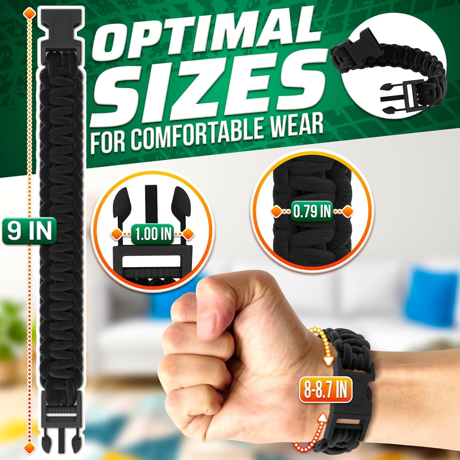 Pulseiras de Paracord para Hom - Paracord Survival Bracelet avaliação e preço