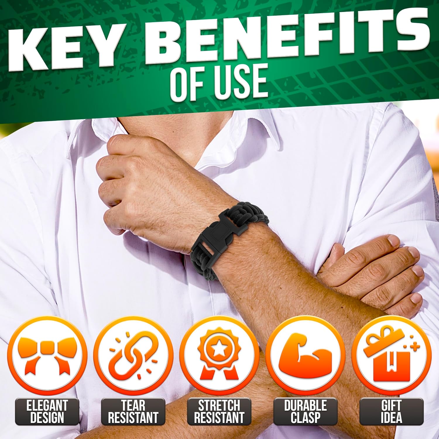 Pulseiras de Paracord para Hom - Paracord Survival Bracelet avaliação e preço
